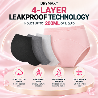 💥LAST DAY 70% OFF💥 Drymax™ Premium Cotton High-Waist Leakproof Underwear