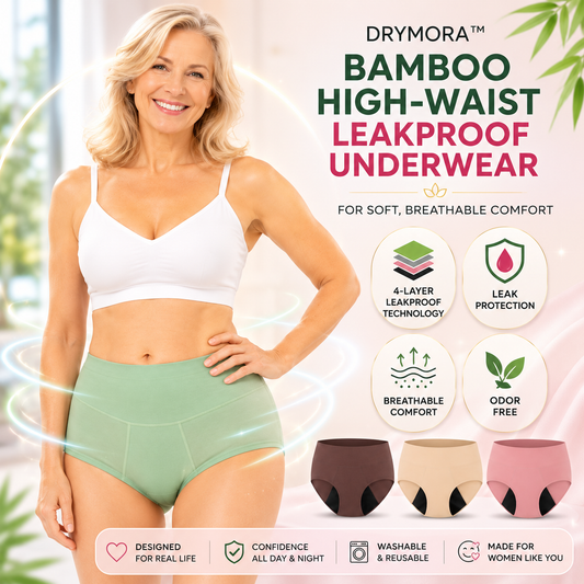 💥LAST DAY 70% OFF💥Drymora™ Premium Bamboo High-Waist Tummy-Control Leakproof Dual-Protection Underwear