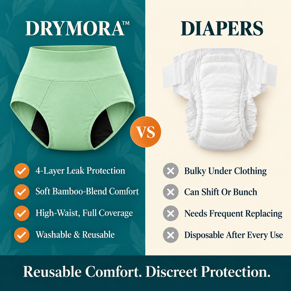 Drymora™ Leakproof High-Waist Brief | Discreet Protection & Everyday Comfort