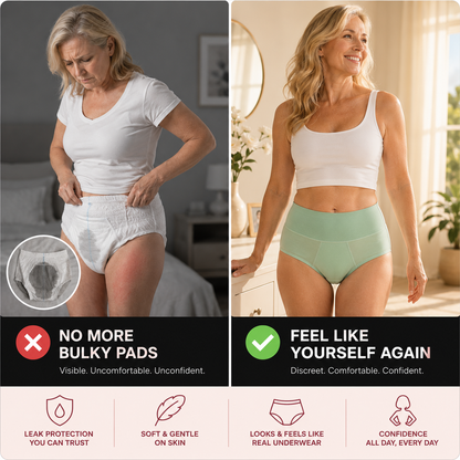 💥LAST DAY 70% OFF💥Drymora™ Premium Bamboo High-Waist Tummy-Control Leakproof Dual-Protection Underwear