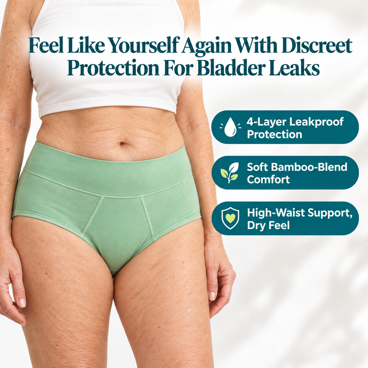 Drymora™ Leakproof High-Waist Brief | Discreet Protection & Everyday Comfort