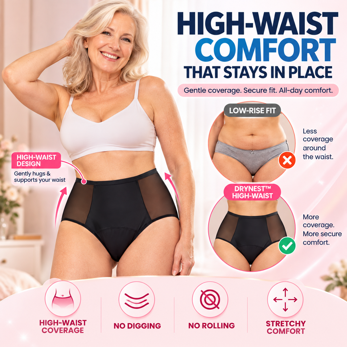 💥 70% OFF 💥 DryNest™ Breathable Mesh High-Waist 3-Layer Leakproof Underwear
