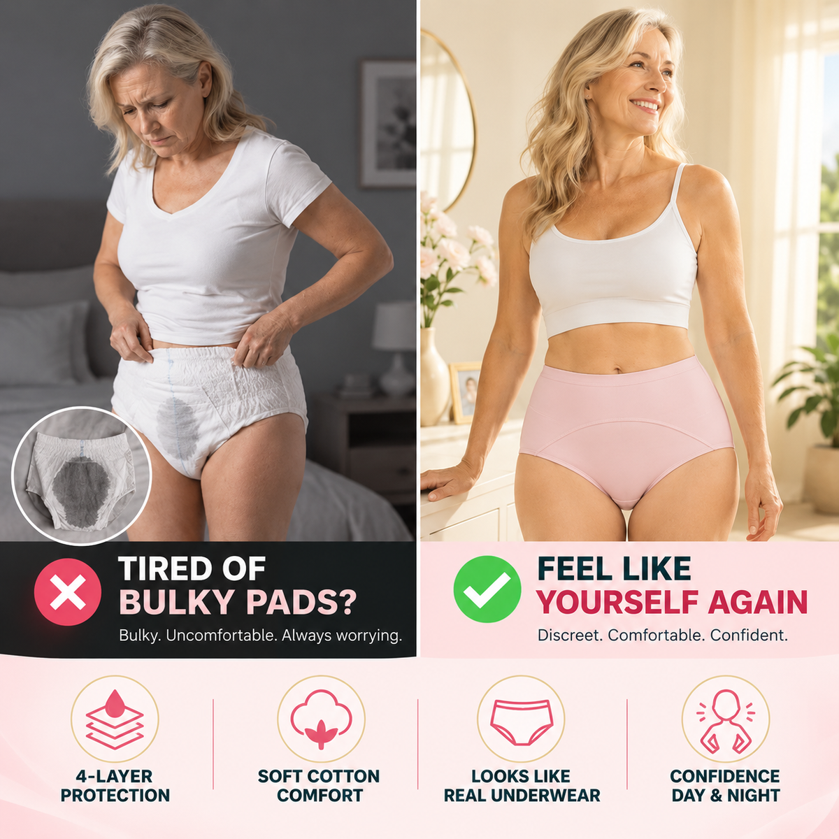 💥LAST DAY 70% OFF💥 Drymax™ Premium Cotton High-Waist Leakproof Underwear