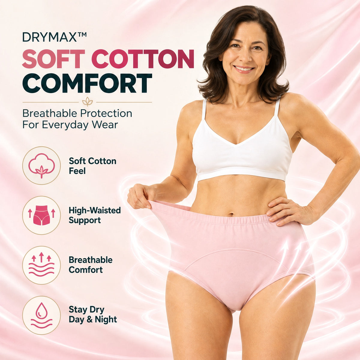 💥LAST DAY 70% OFF💥 Drymax™ Premium Cotton High-Waist Leakproof Underwear