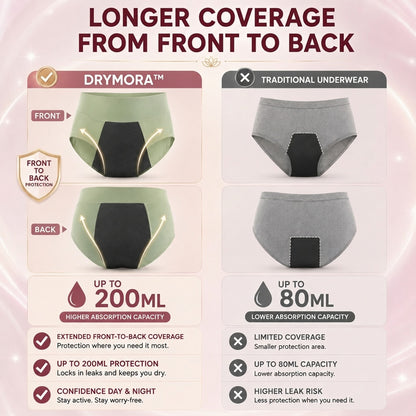 💥LAST DAY 70% OFF💥Drymora™ Premium Bamboo High-Waist Tummy-Control Leakproof Dual-Protection Underwear